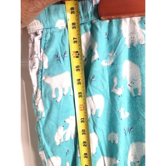Munki Munki Fleece Pajama Set Polar Bear Print Turquoise Long Sleeve Top & Pants - Picture 7 of 16